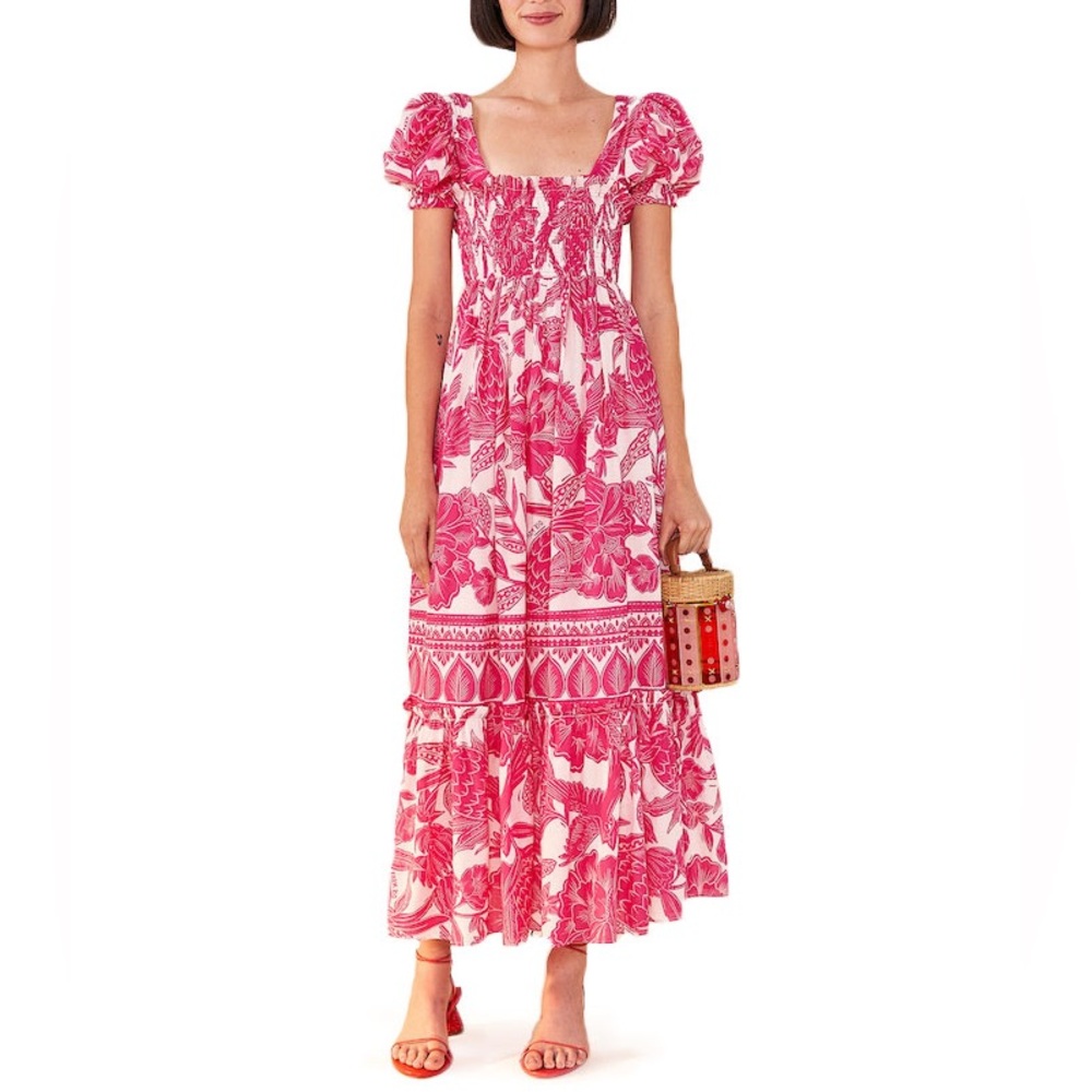 NWT FARM RIO Tropical Woodcut Floral Maxi Dress Size XXS